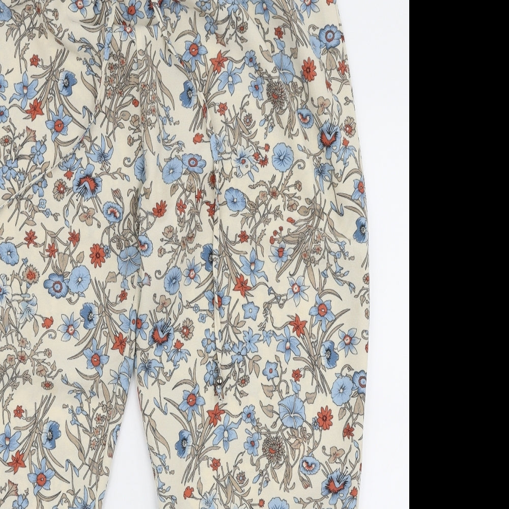 Peacocks Womens Multicoloured Floral Polyester Trousers  Size 18 L28 in Regular Drawstring