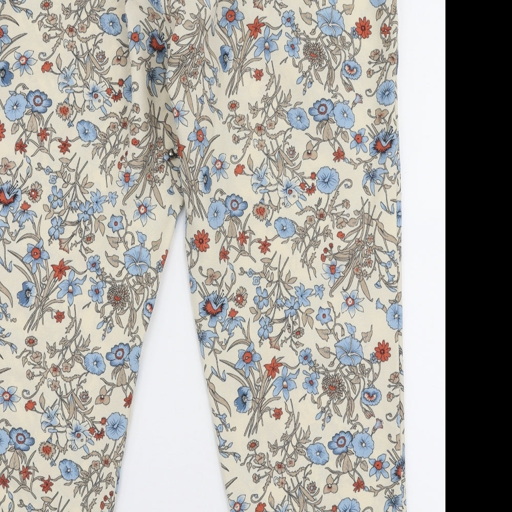 Peacocks Womens Multicoloured Floral Polyester Trousers  Size 18 L28 in Regular Drawstring