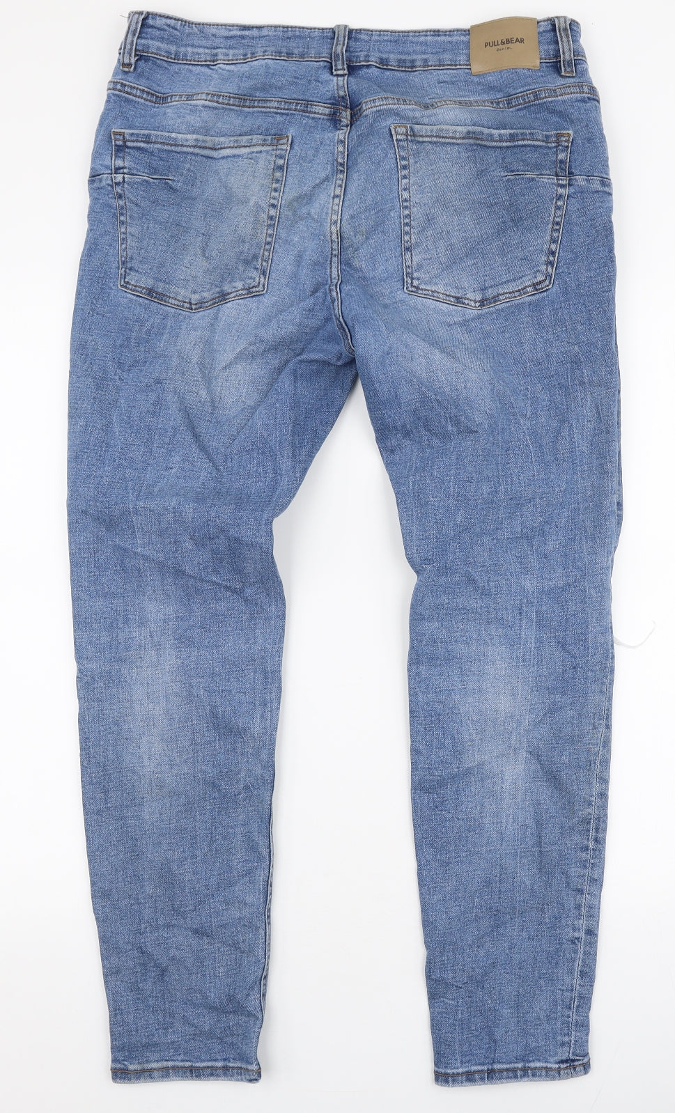 Pull & Bear Mens Blue  Cotton Skinny Jeans Size 34 in L29 in Slim Zip