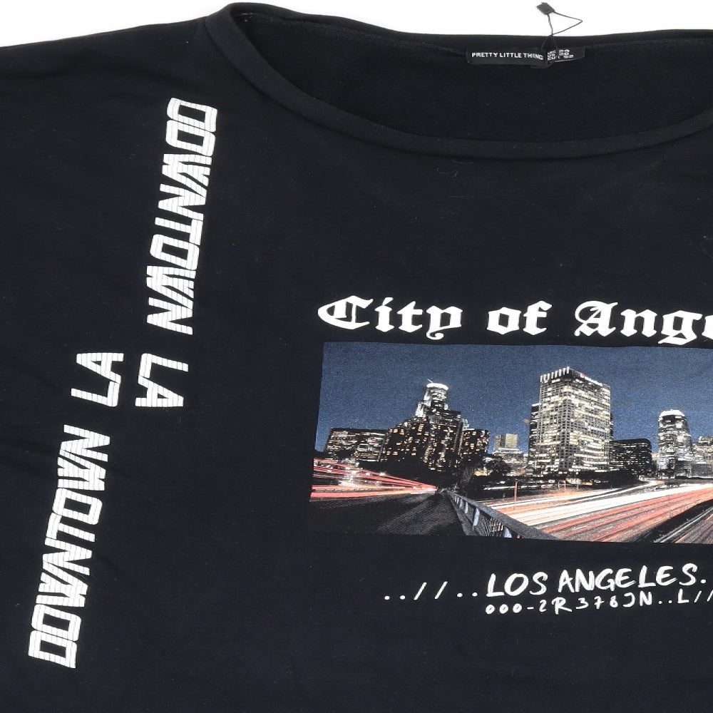PRETTYLITTLETHING Womens Black  100% Cotton Pullover Sweatshirt Size 24  Pullover - Los angeles
