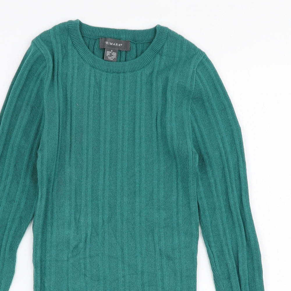 Primark Womens Green Round Neck  Viscose Pullover Jumper Size S