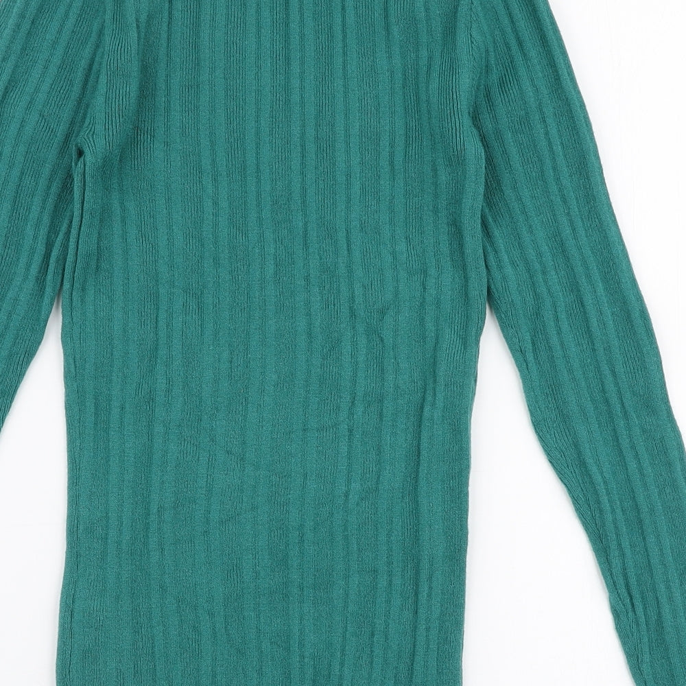 Primark Womens Green Round Neck  Viscose Pullover Jumper Size S