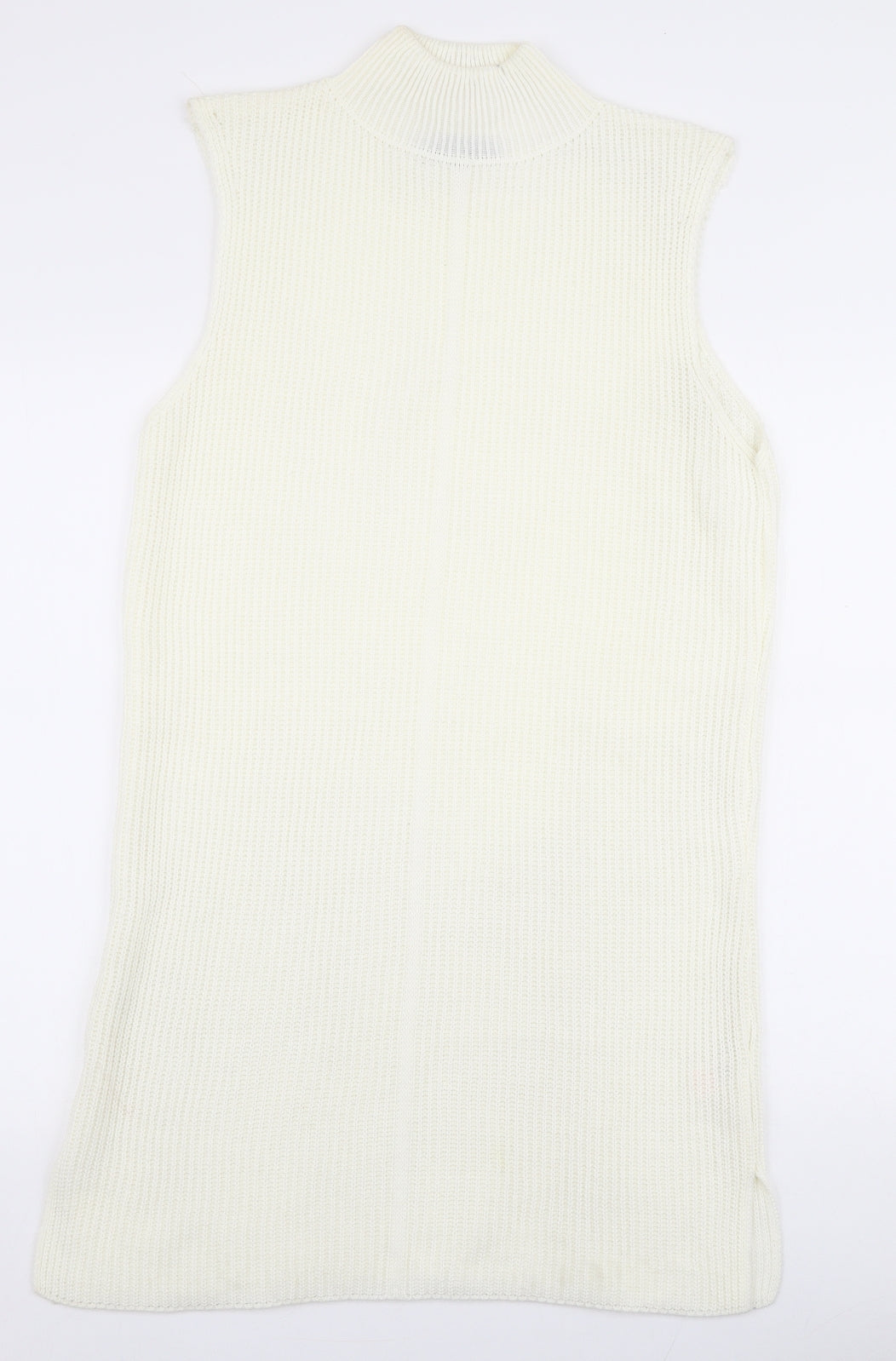 PRETTYLITTLETHING Womens Ivory  Acrylic Jumper Dress  Size M  High Neck Pullover