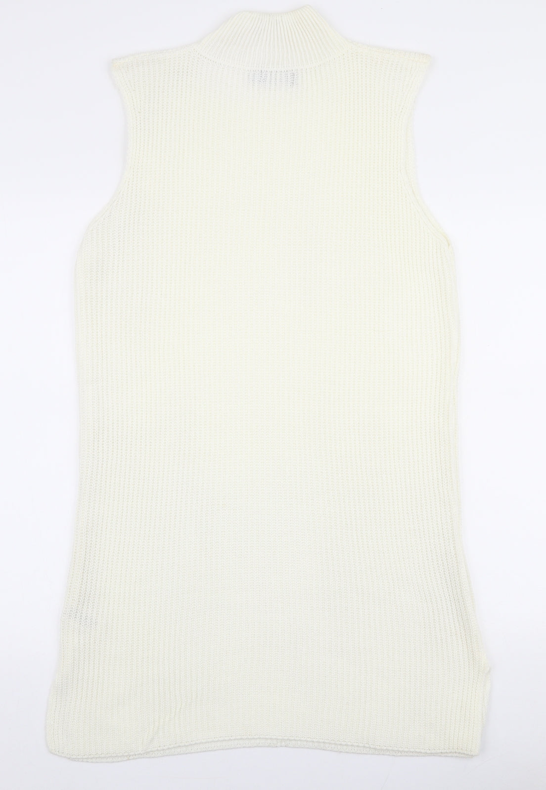 PRETTYLITTLETHING Womens Ivory  Acrylic Jumper Dress  Size M  High Neck Pullover