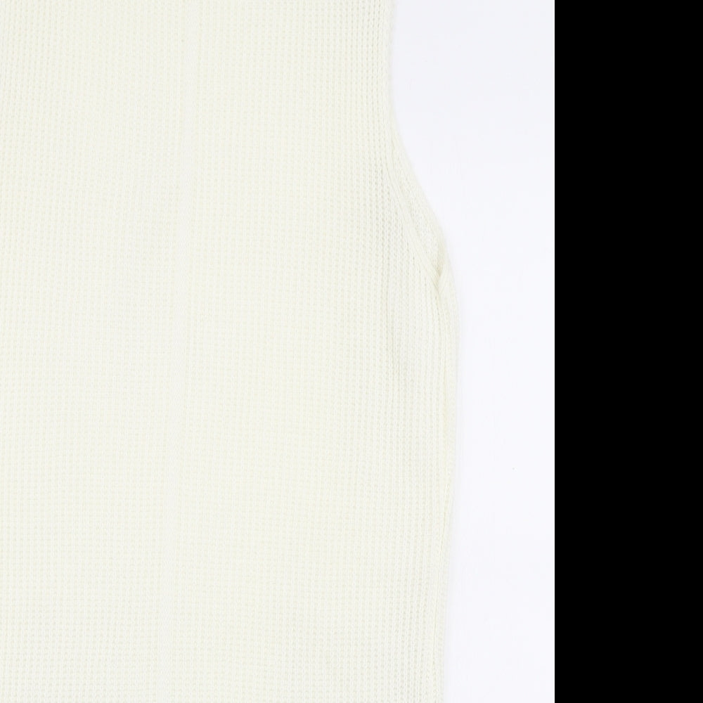 PRETTYLITTLETHING Womens Ivory  Acrylic Jumper Dress  Size M  High Neck Pullover
