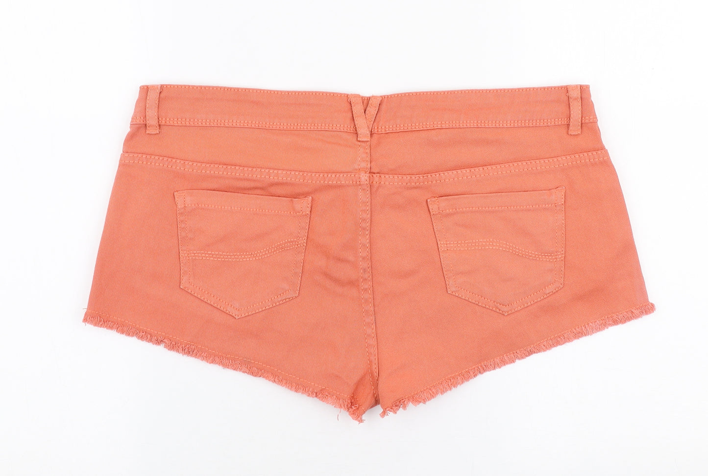 Denim & Co Womens Orange  Cotton Hot Pants Shorts Size 12  Regular Zip