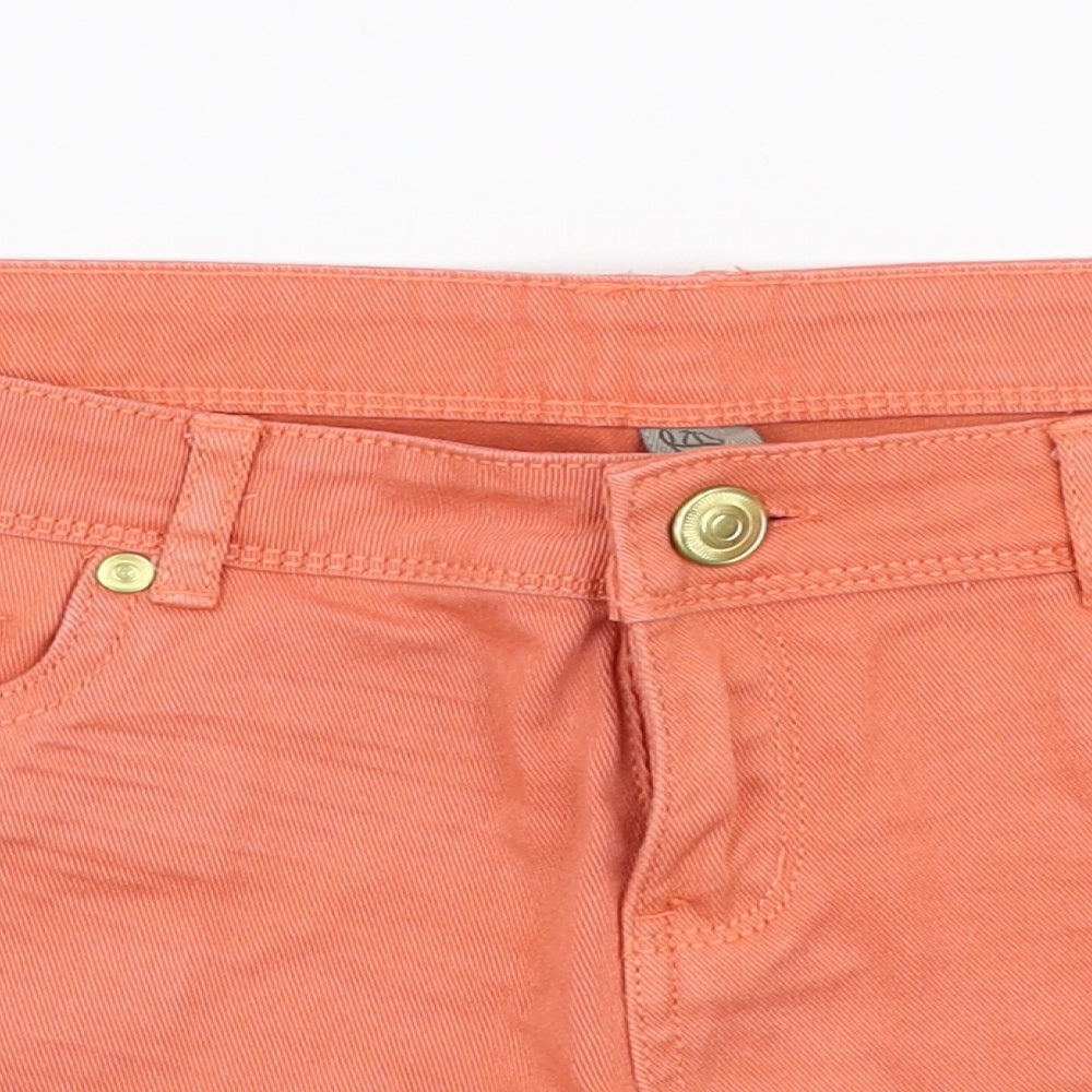 Denim & Co Womens Orange  Cotton Hot Pants Shorts Size 12  Regular Zip