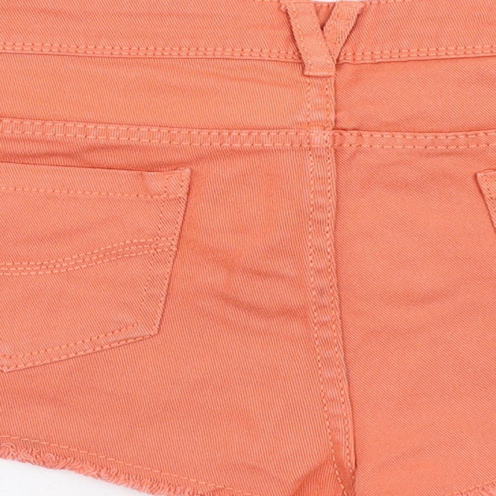 Denim & Co Womens Orange  Cotton Hot Pants Shorts Size 12  Regular Zip