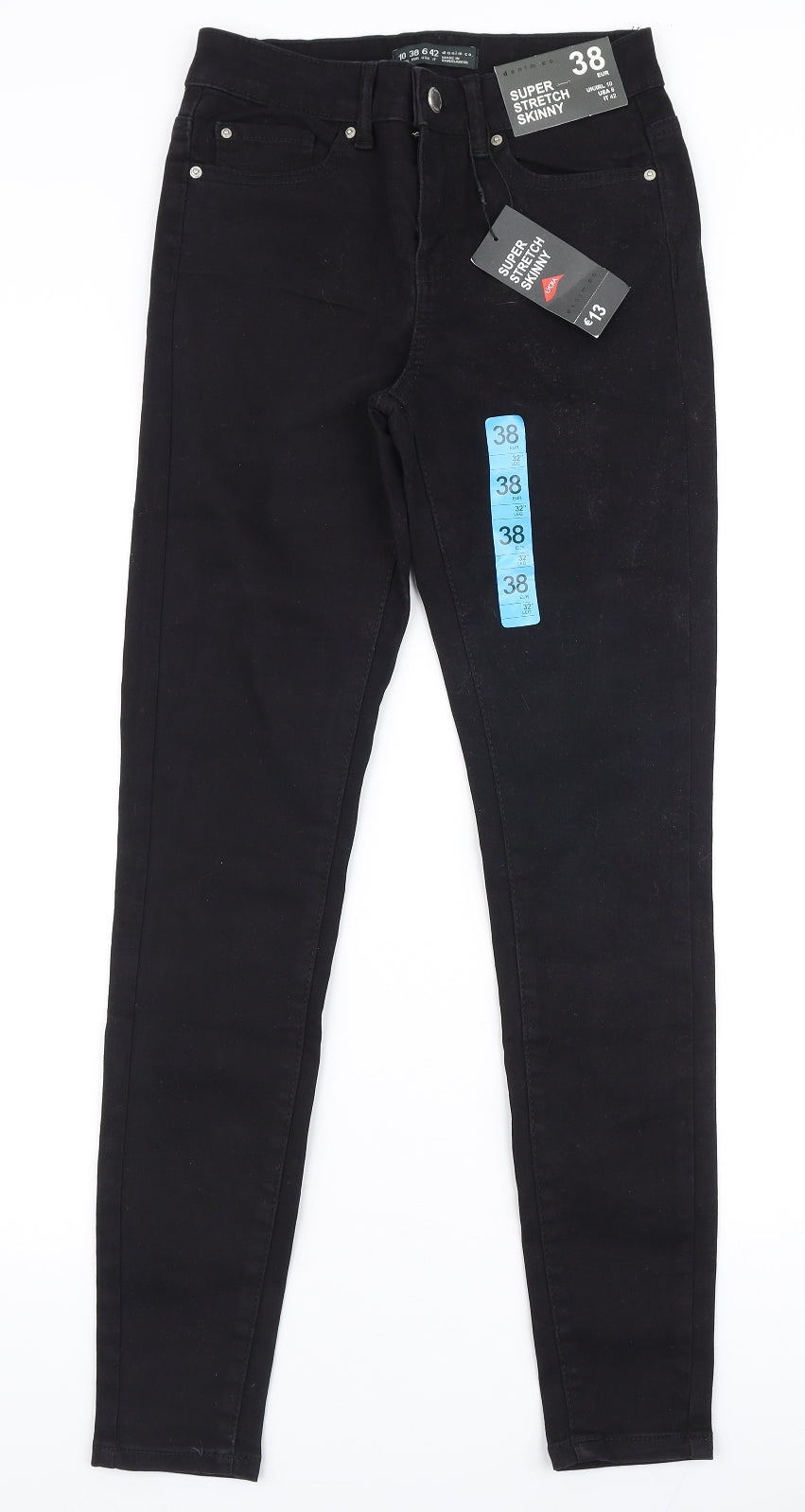 Denim Co Womens Black  Cotton Skinny Jeans Size 10 L32 in Slim Zip