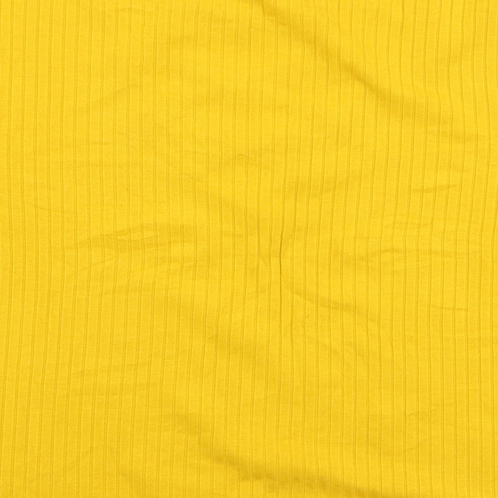 Miss Selfridge Womens Yellow  Viscose Cropped T-Shirt Size 16 V-Neck