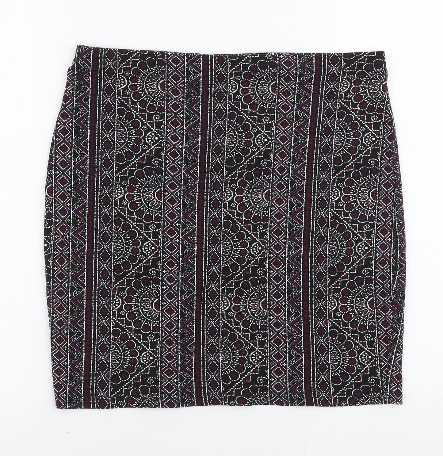 New Look Womens Multicoloured Geometric Cotton Mini Skirt Size 12