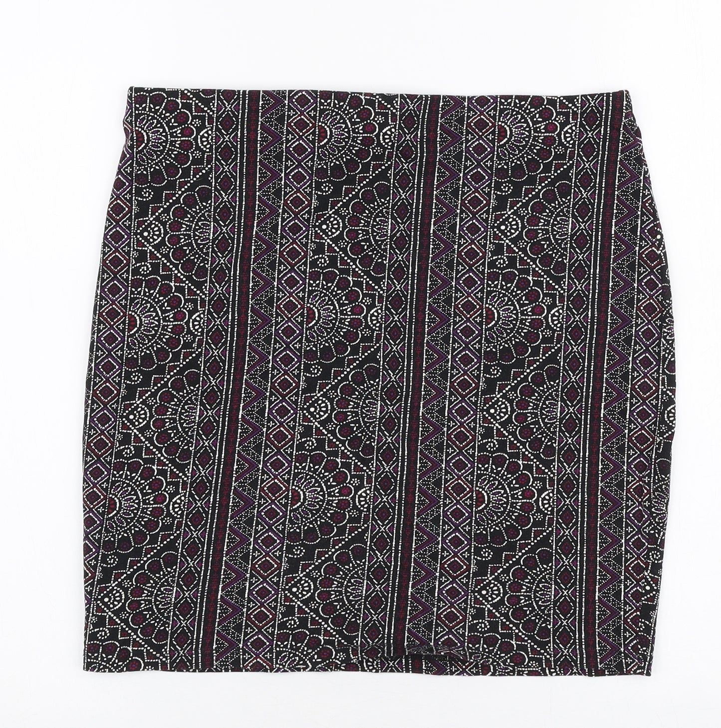 New Look Womens Multicoloured Geometric Cotton Mini Skirt Size 12
