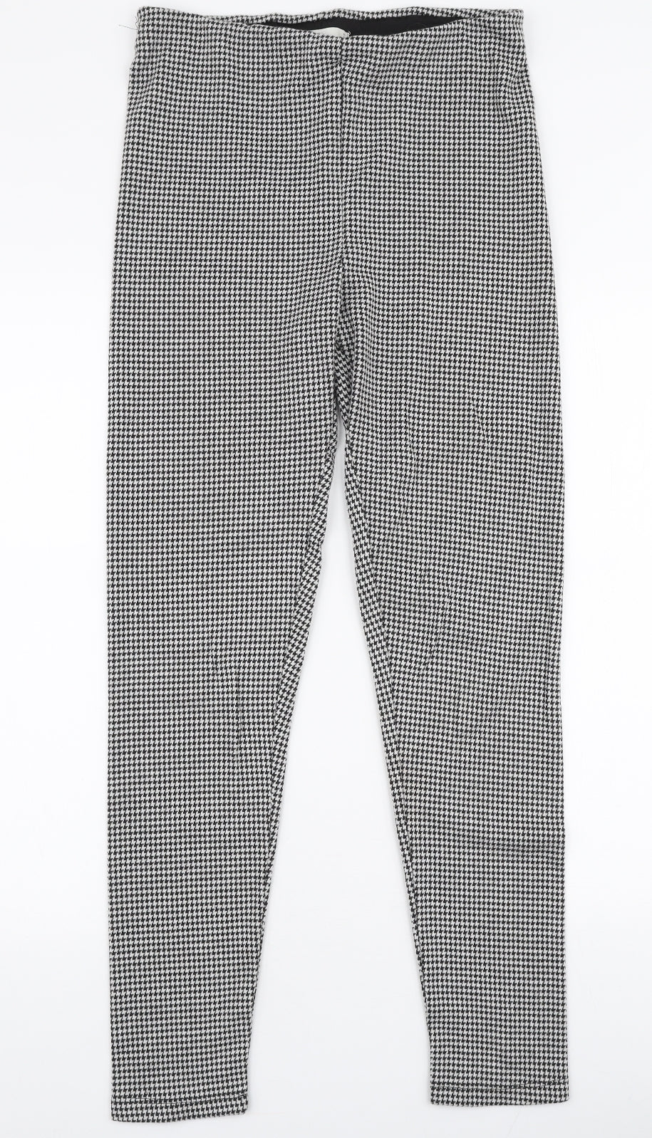 Pull & Bear Womens Black Houndstooth Polyester Carpenter Leggings Size L L29 in