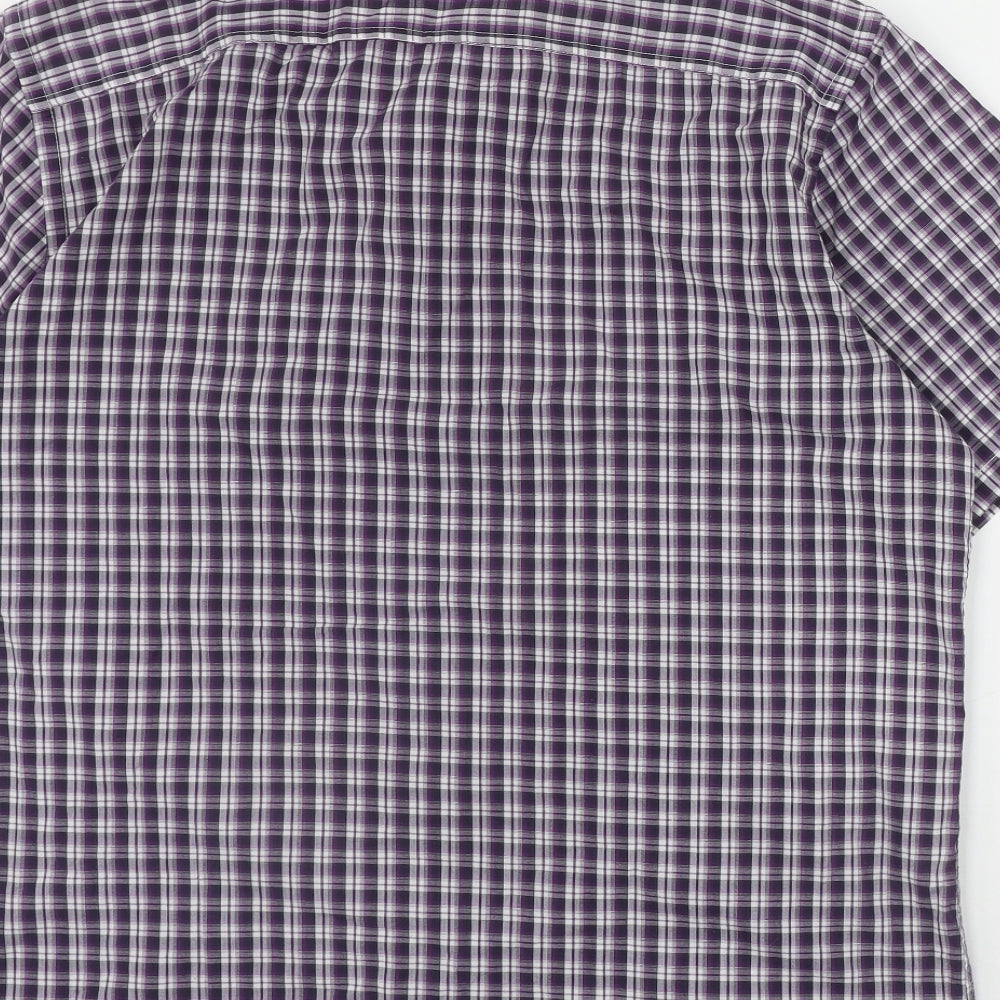 Atlantic Bay Mens Purple Plaid Cotton  Button-Up Size L Collared Button
