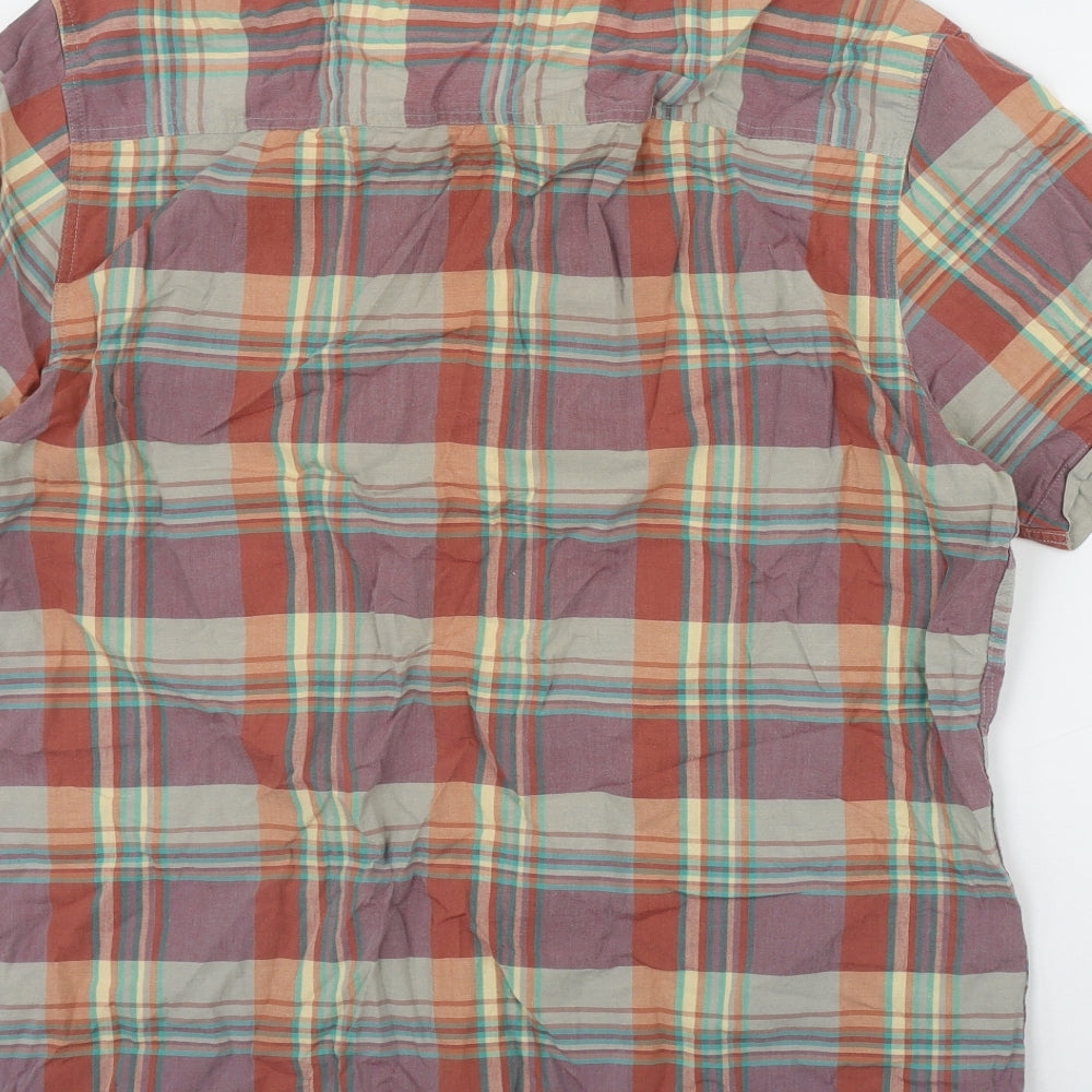 Peacocks Mens Multicoloured Plaid Cotton  Button-Up Size L Collared Button