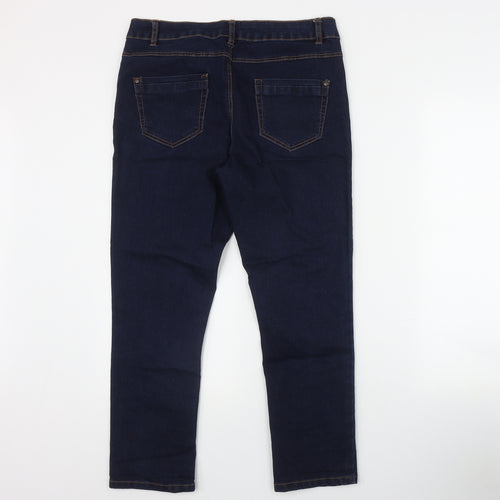 George Womens Black  Cotton Straight Jeans Size 12 L26 in Regular Zip