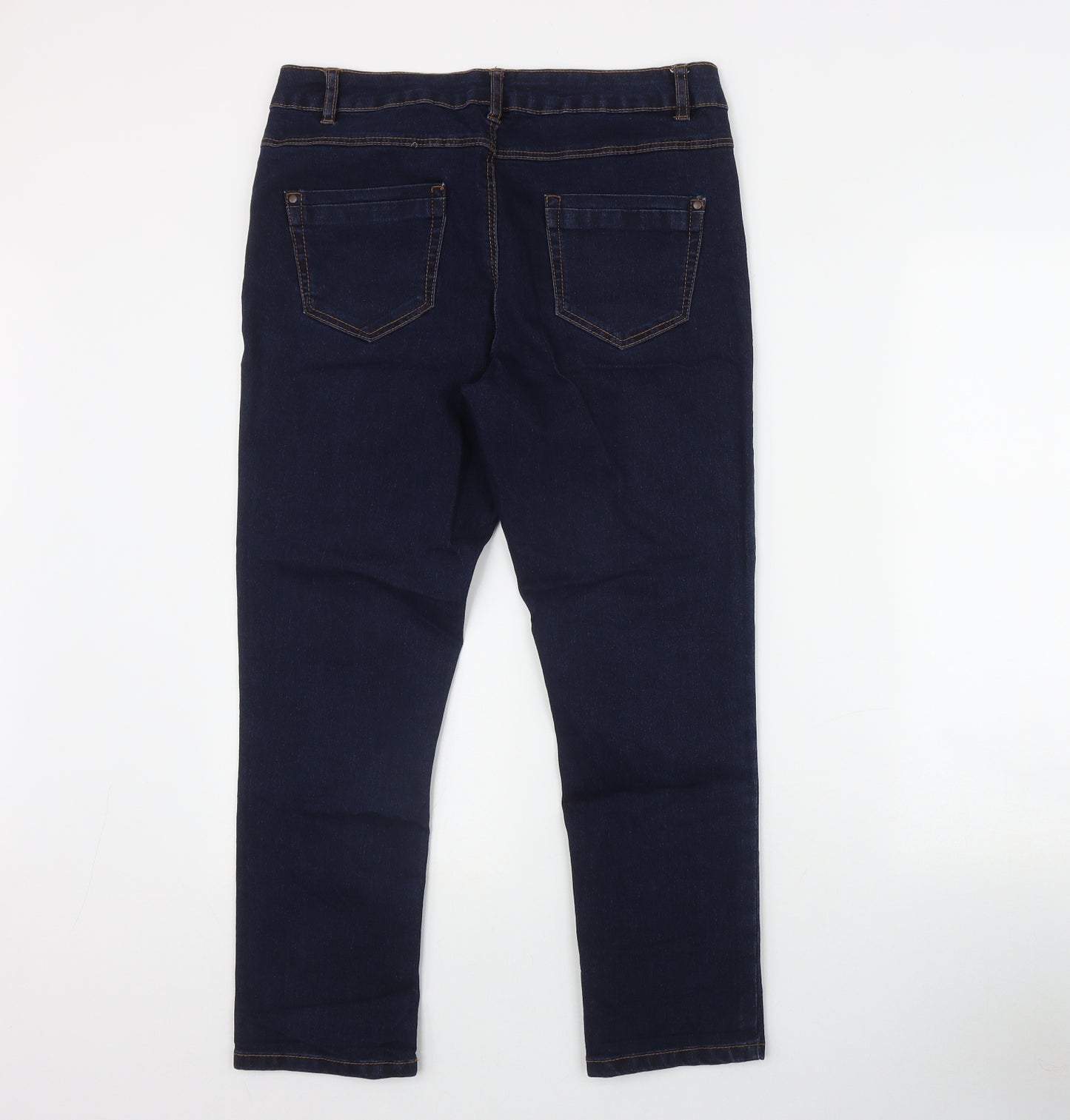 George Womens Black  Cotton Straight Jeans Size 12 L26 in Regular Zip