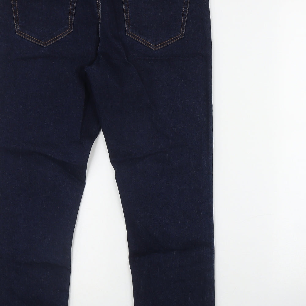 George Womens Black  Cotton Straight Jeans Size 12 L26 in Regular Zip