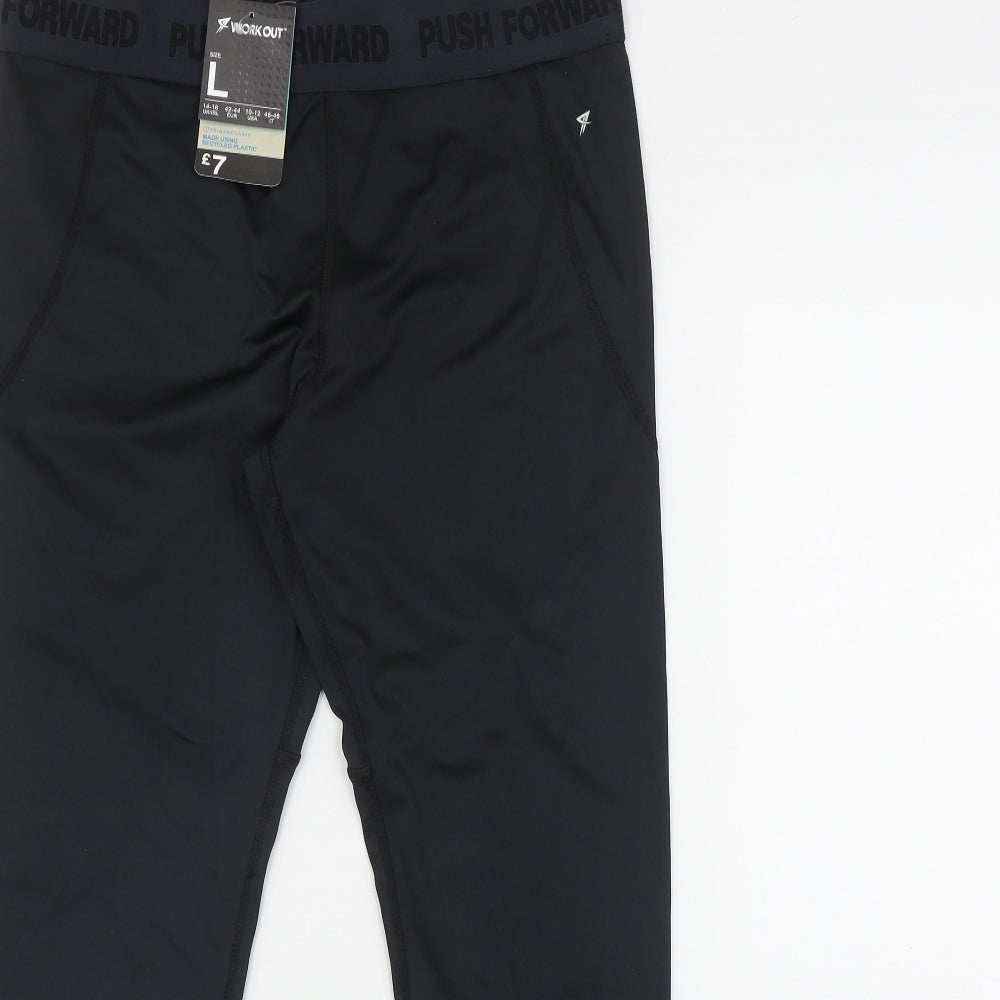 Primark Womens Black  Polyester Compression Leggings Size 14 L30 in Regular Pullover