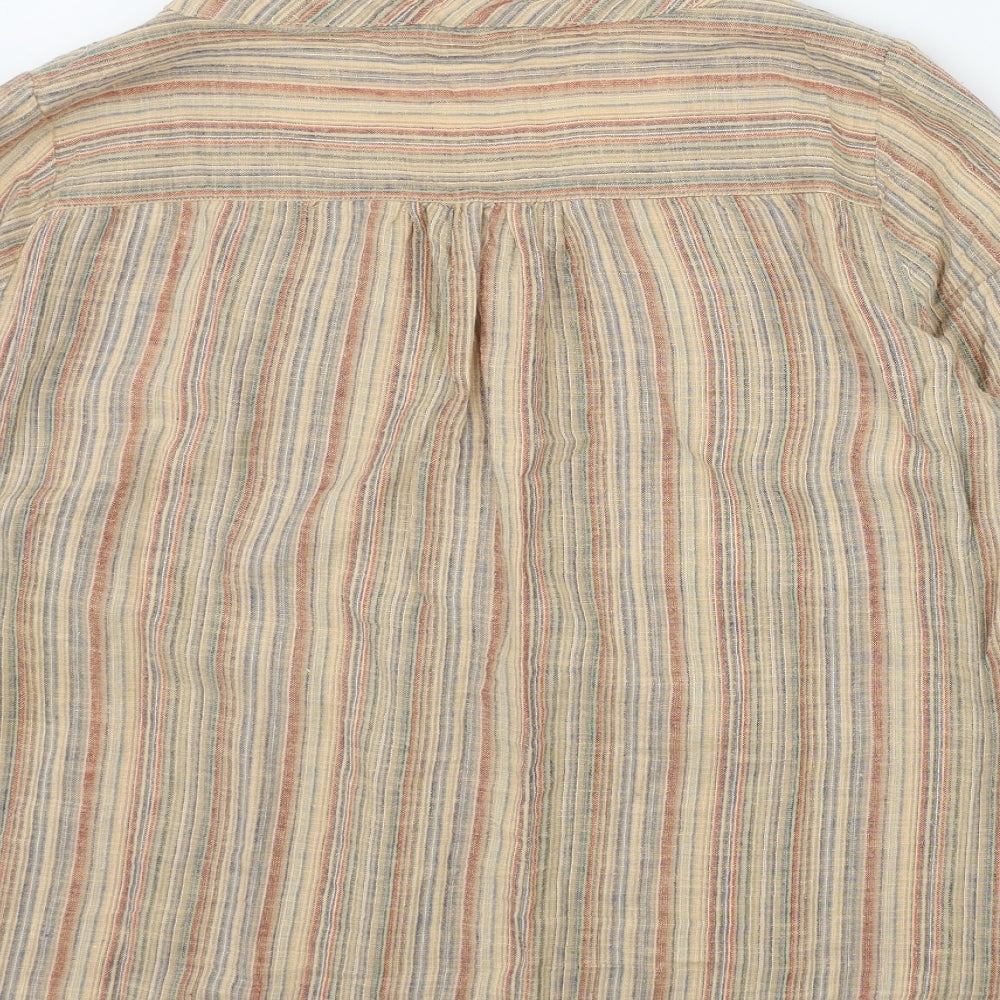 Isle Womens Orange Striped Cotton Basic T-Shirt Size 18 Square Neck