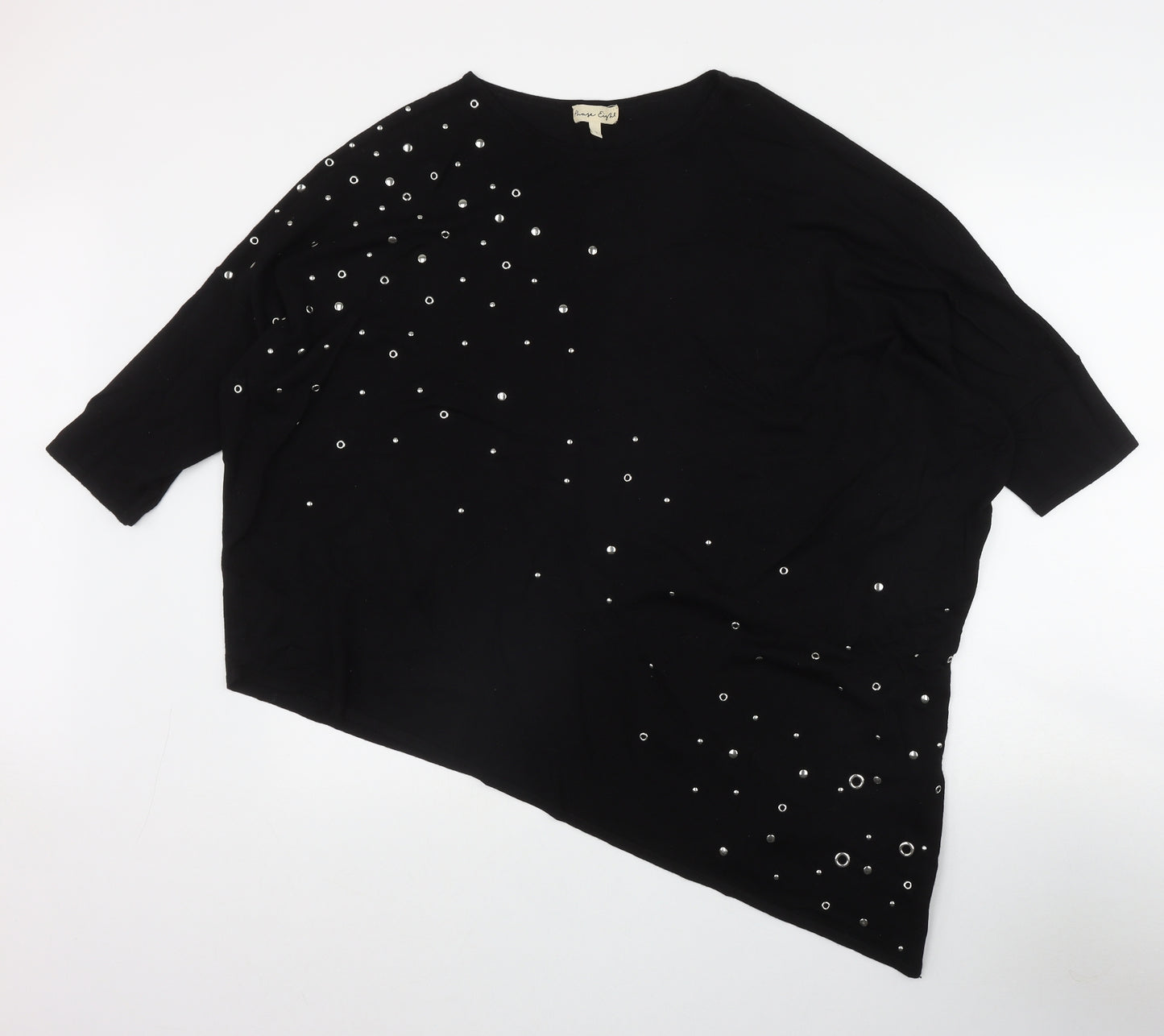 Phase Eight Womens Black  Viscose Basic T-Shirt Size L Round Neck