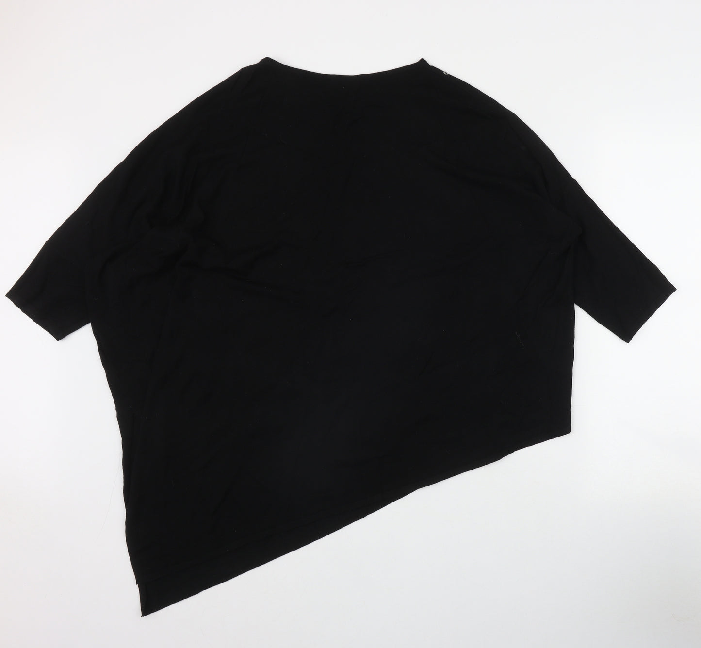 Phase Eight Womens Black  Viscose Basic T-Shirt Size L Round Neck