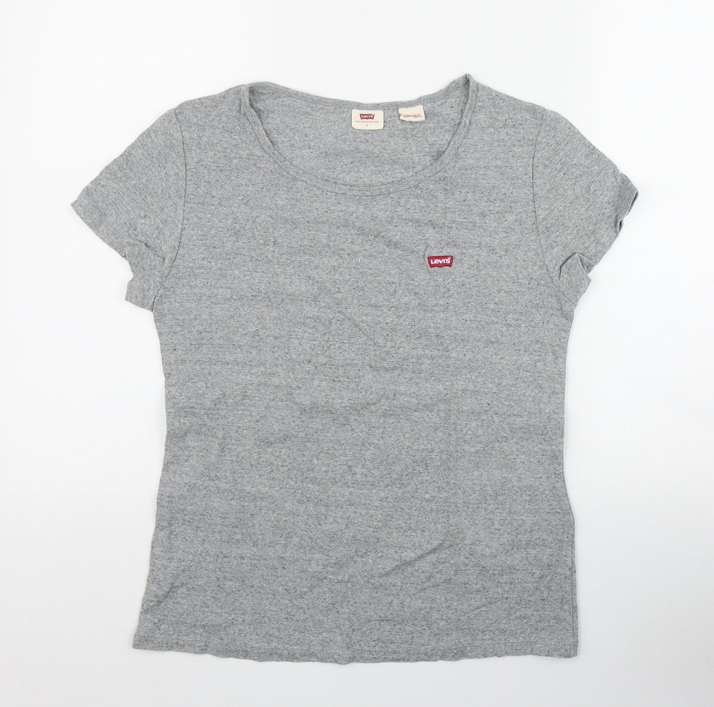 Levi's Womens Grey  Cotton Basic T-Shirt Size L Round Neck
