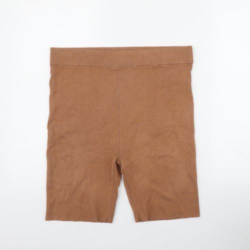 Primark Womens Brown  Viscose Biker Shorts Size 14 L8 in Regular Pull On
