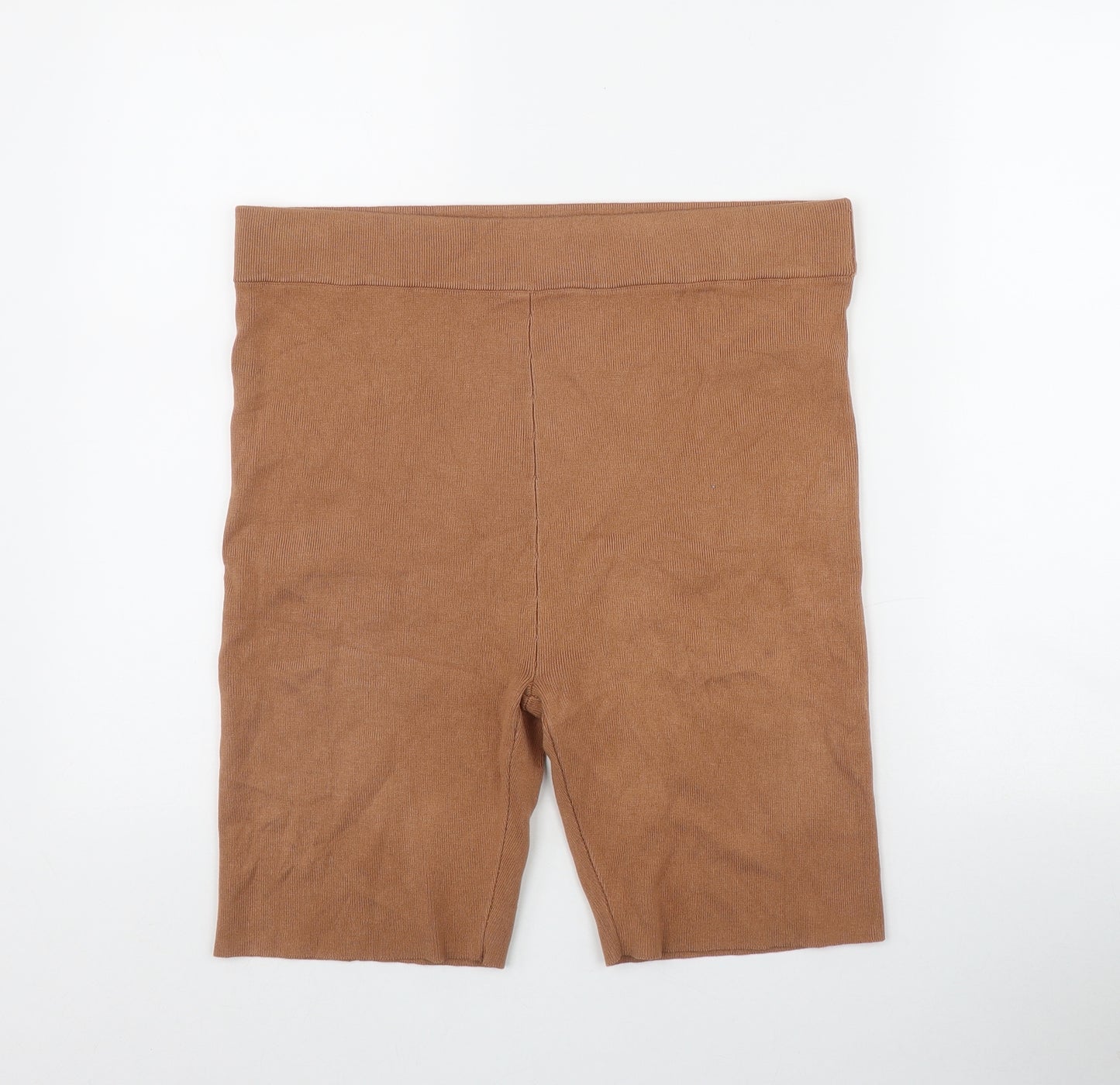 Primark Womens Brown  Viscose Biker Shorts Size 14 L8 in Regular Pull On