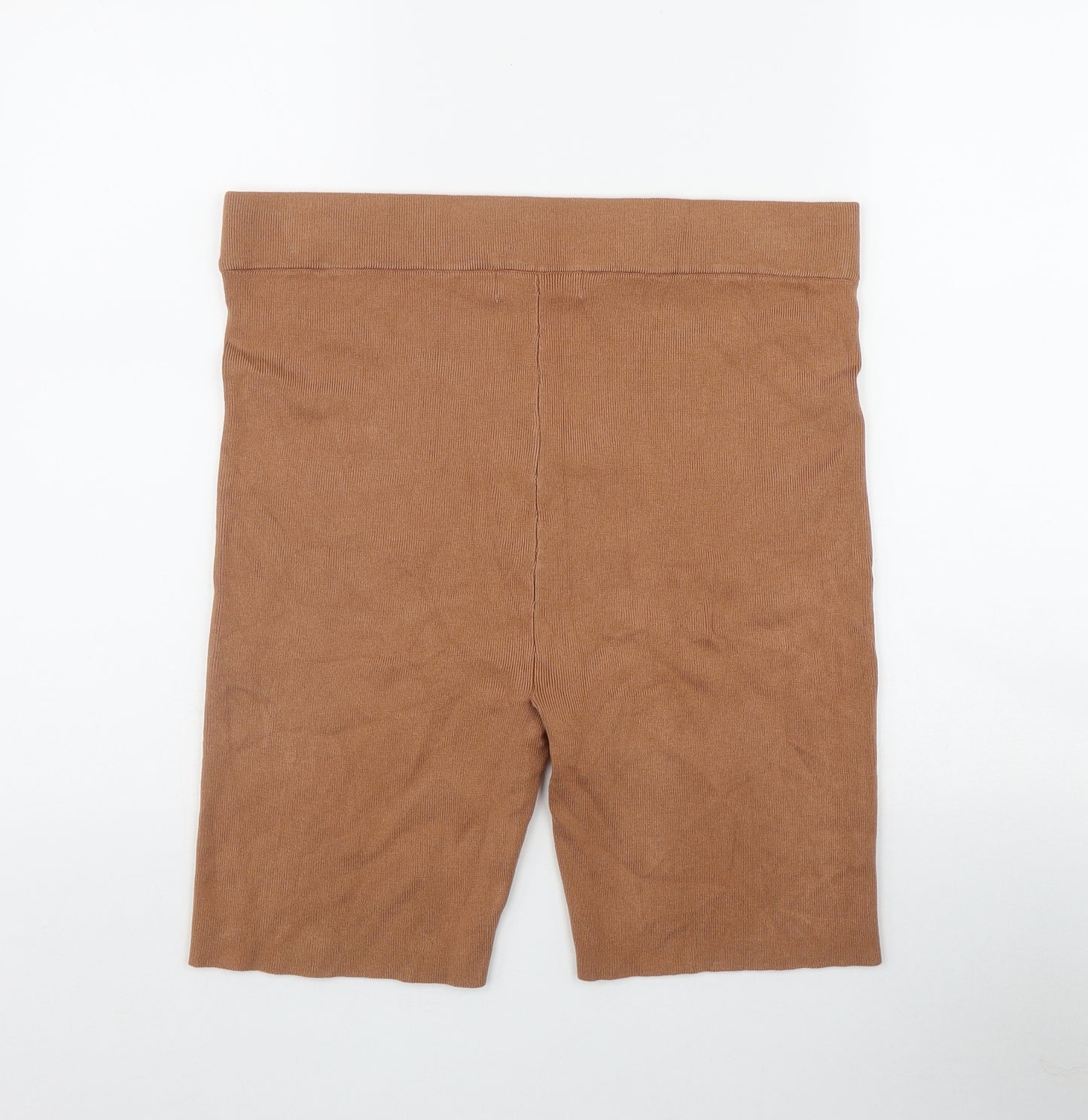 Primark Womens Brown  Viscose Biker Shorts Size 14 L8 in Regular Pull On