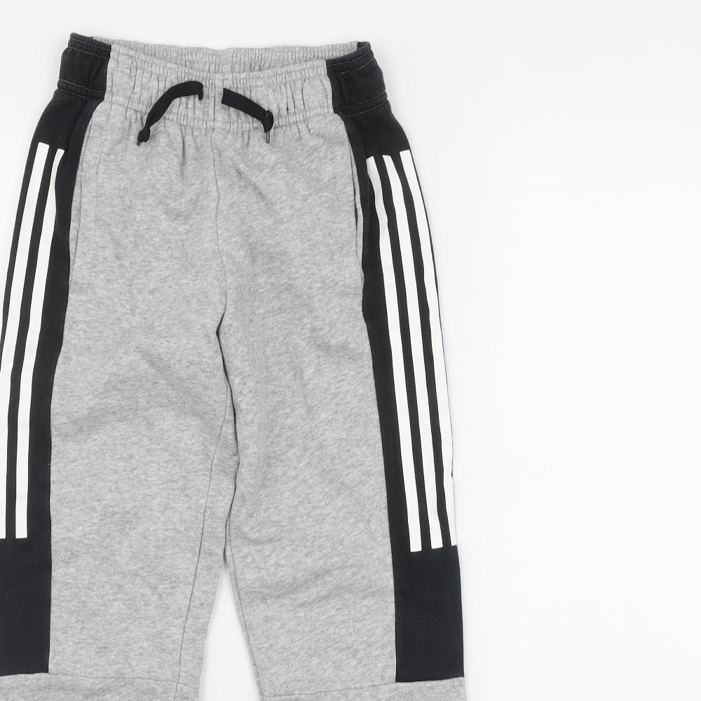 adidas Boys Grey  Cotton Jogger Trousers Size 9-10 Years  Regular Drawstring