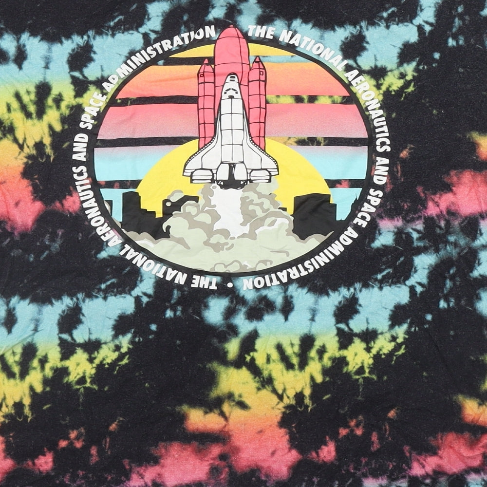 NEXT Boys Black  Cotton Basic T-Shirt Size 10 Years Round Neck Pullover - Tie Dye NASA