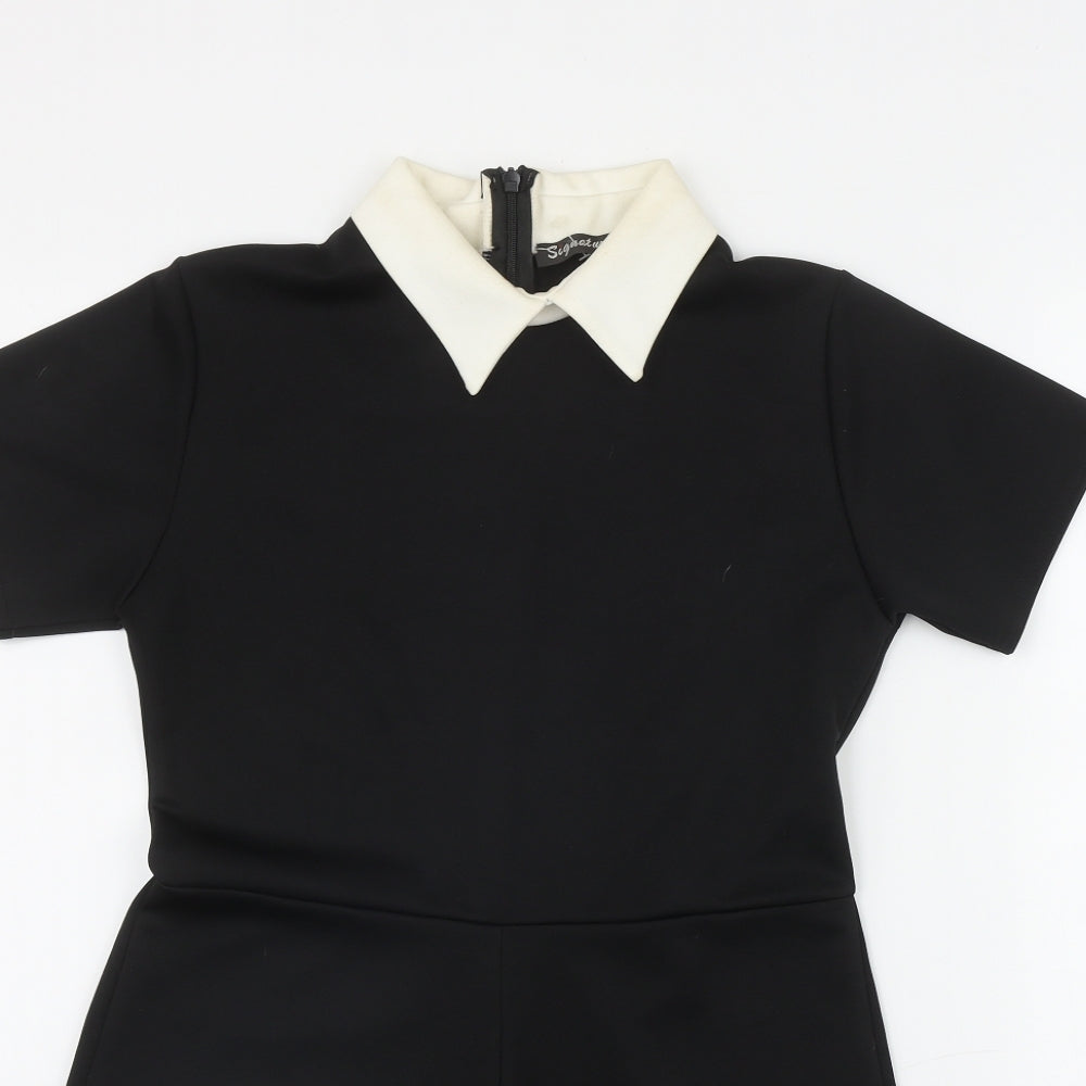 Signature Womens Black  Polyester Playsuit One-Piece Size M L3 in Zip