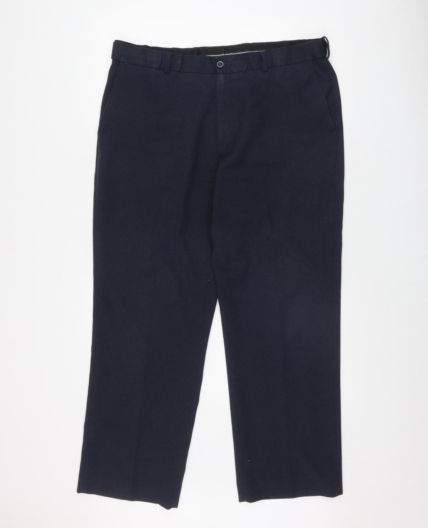 BHS Mens Blue  Polyester Trousers  Size 38 in L29 in Regular Zip