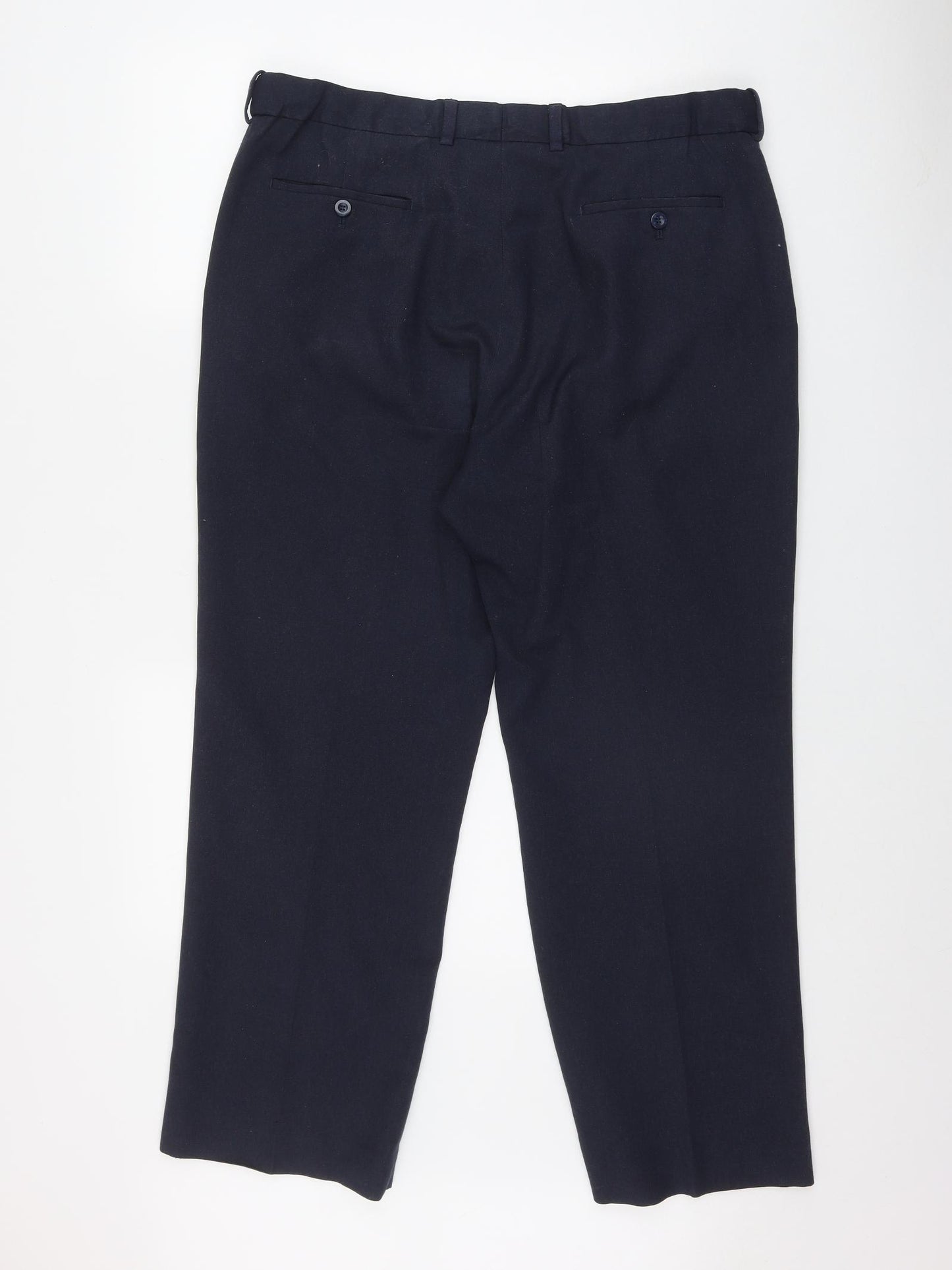 BHS Mens Blue  Polyester Trousers  Size 38 in L29 in Regular Zip