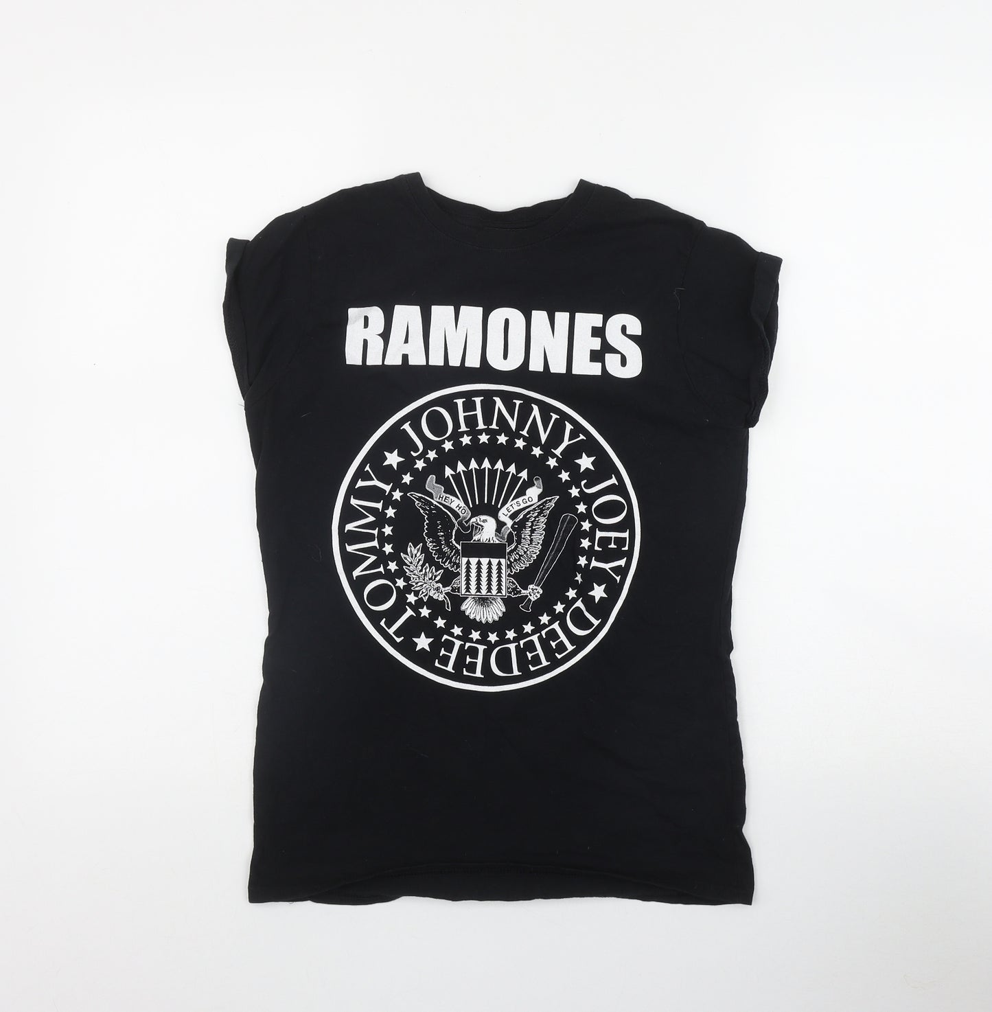Ramones Womens Black  Cotton Basic T-Shirt Size M Round Neck