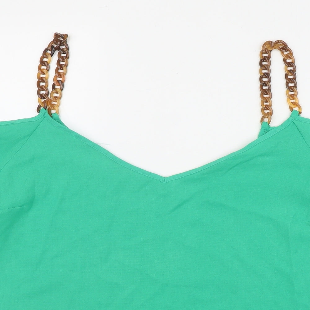 George Womens Green  Polyester Basic T-Shirt Size 14 Off the Shoulder