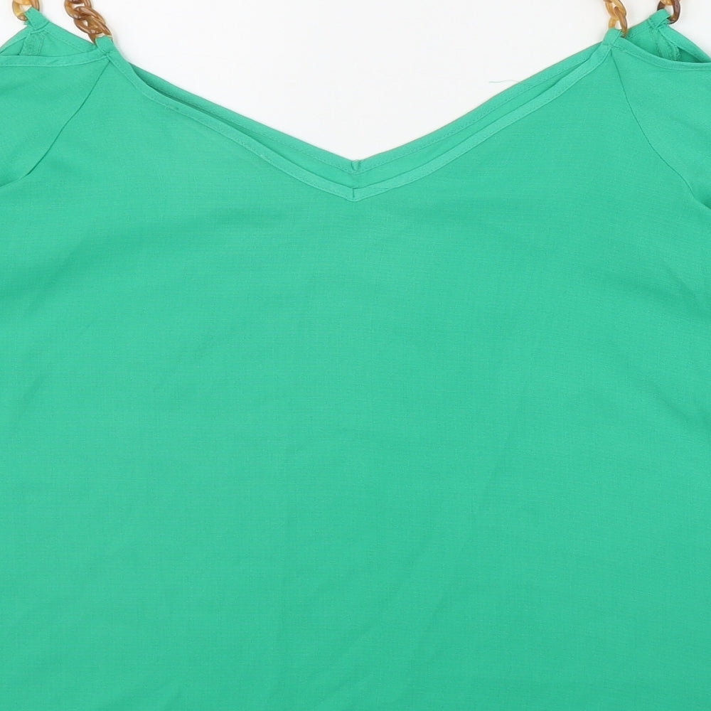 George Womens Green  Polyester Basic T-Shirt Size 14 Off the Shoulder