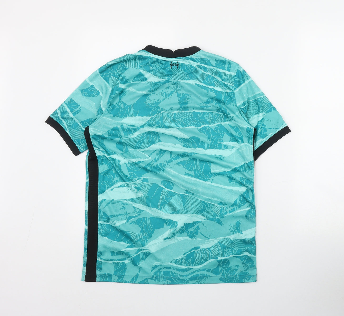 Nike Boys Green Geometric Polyester Basic T-Shirt Size 13 Years Crew Neck Pullover