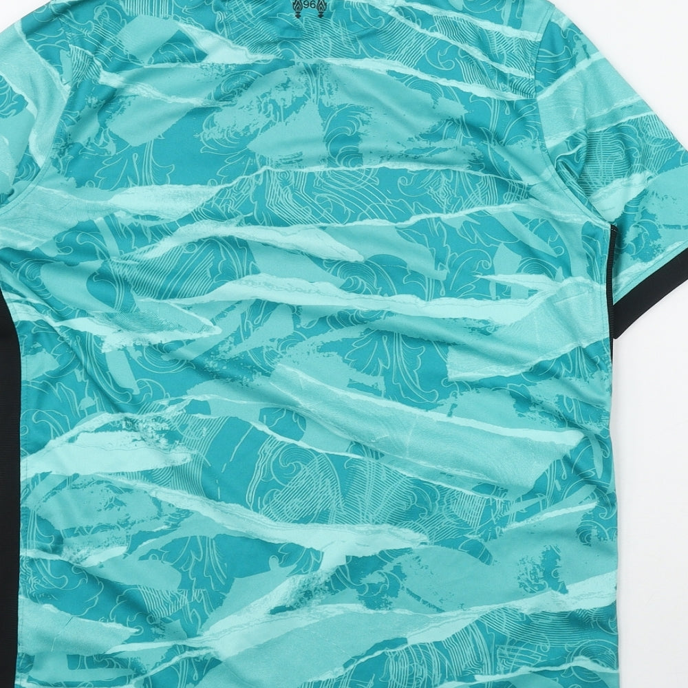 Nike Boys Green Geometric Polyester Basic T-Shirt Size 13 Years Crew Neck Pullover