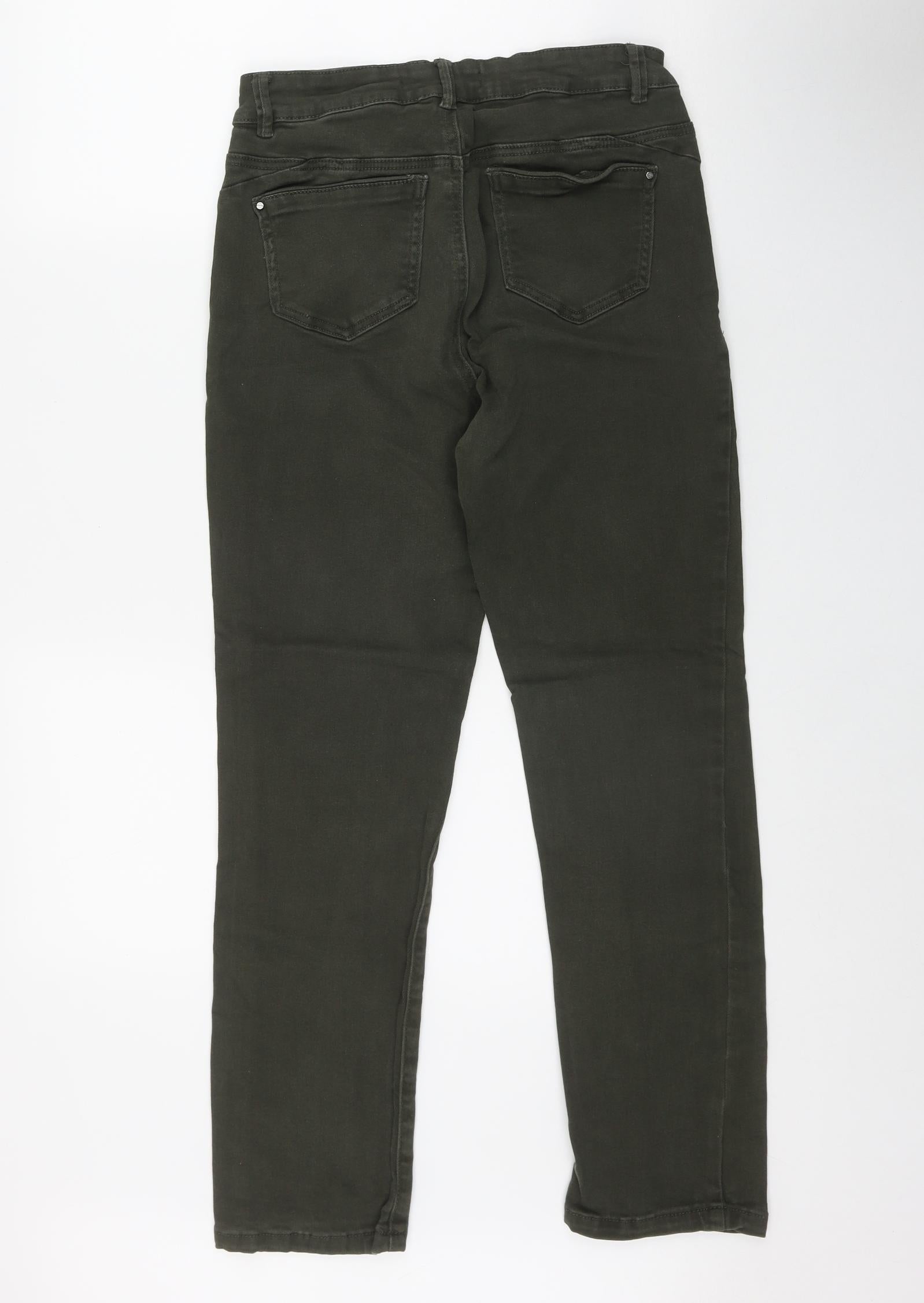Dunnes Stores Womens Green Cotton Straight Jeans Size 12 L28 in