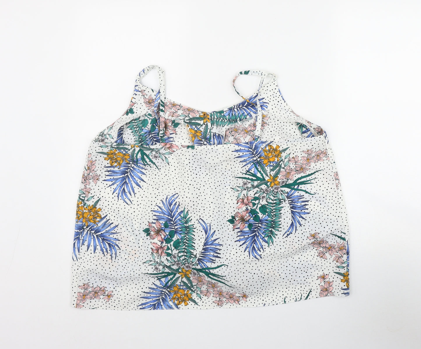 George Womens White Polka Dot Polyester Camisole Tank Size 16 V-Neck