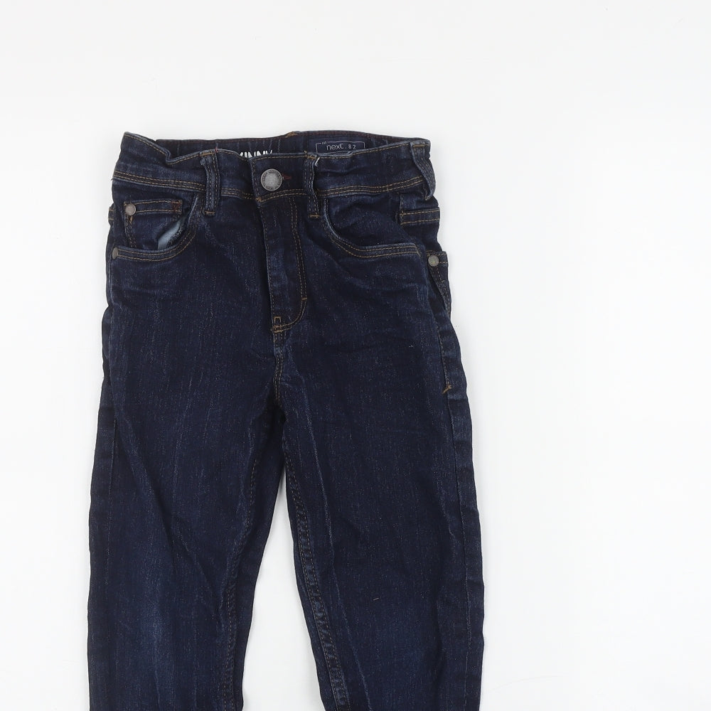 NEXT Girls Blue  Cotton Skinny Jeans Size 7 Years  Regular Zip