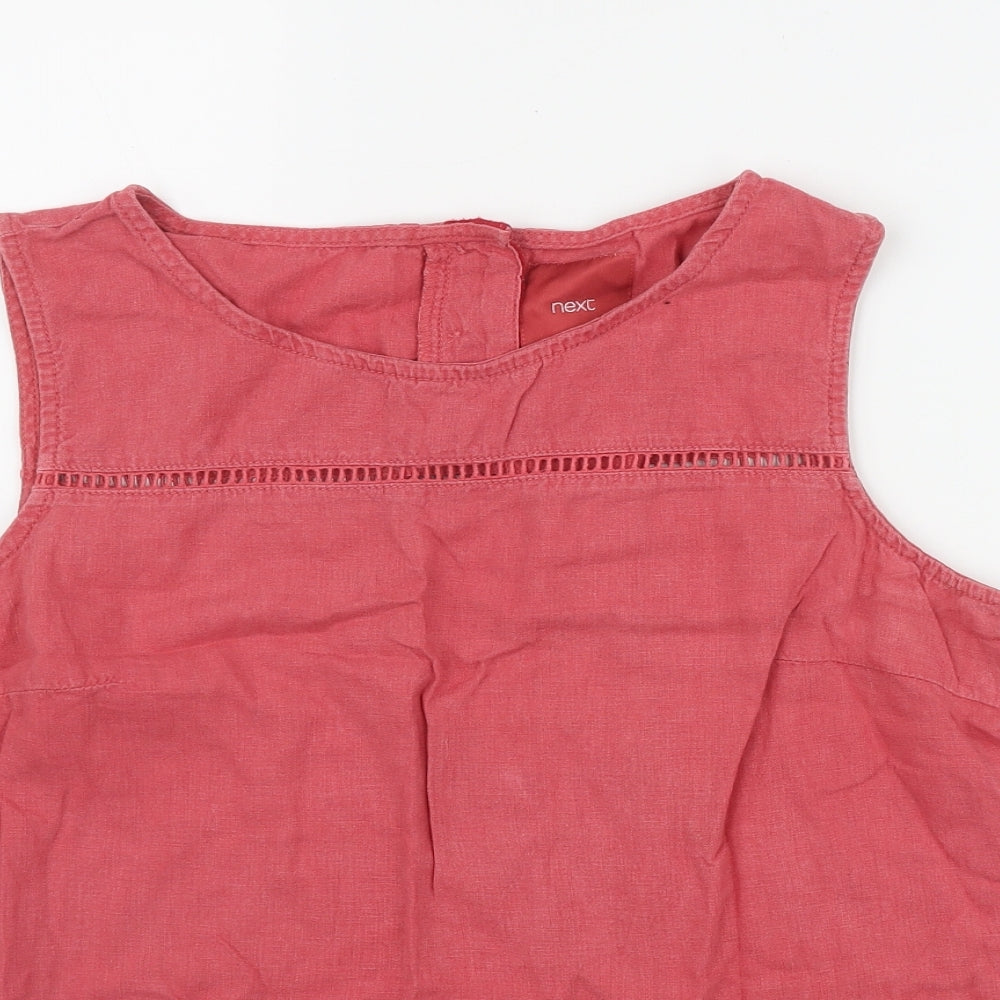 NEXT Womens Pink  Linen Basic Tank Size 14 Round Neck