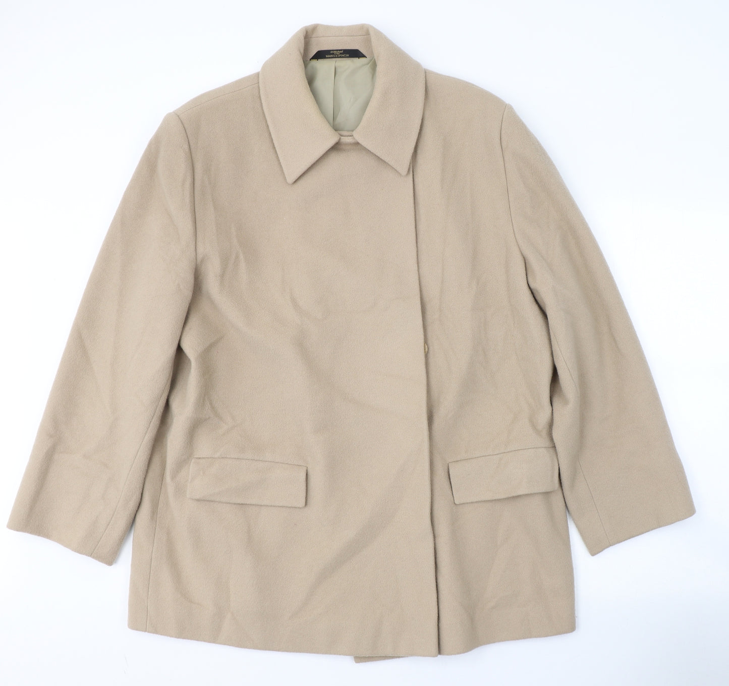 Marks and Spencer Womens Beige   Pea Coat Coat Size 16  Button
