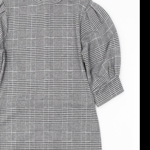 H&M Womens Black Houndstooth Viscose A-Line  Size M  Round Neck Pullover