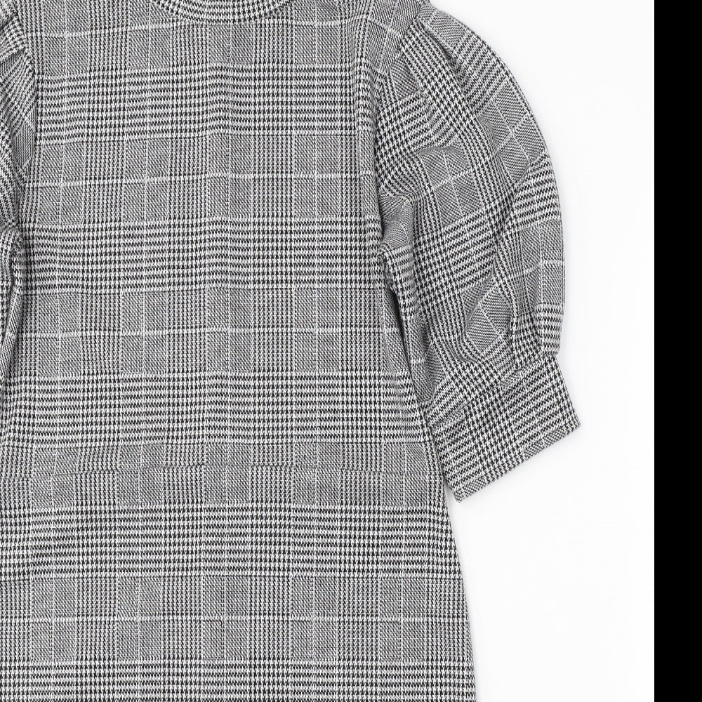 H&M Womens Black Houndstooth Viscose A-Line  Size M  Round Neck Pullover