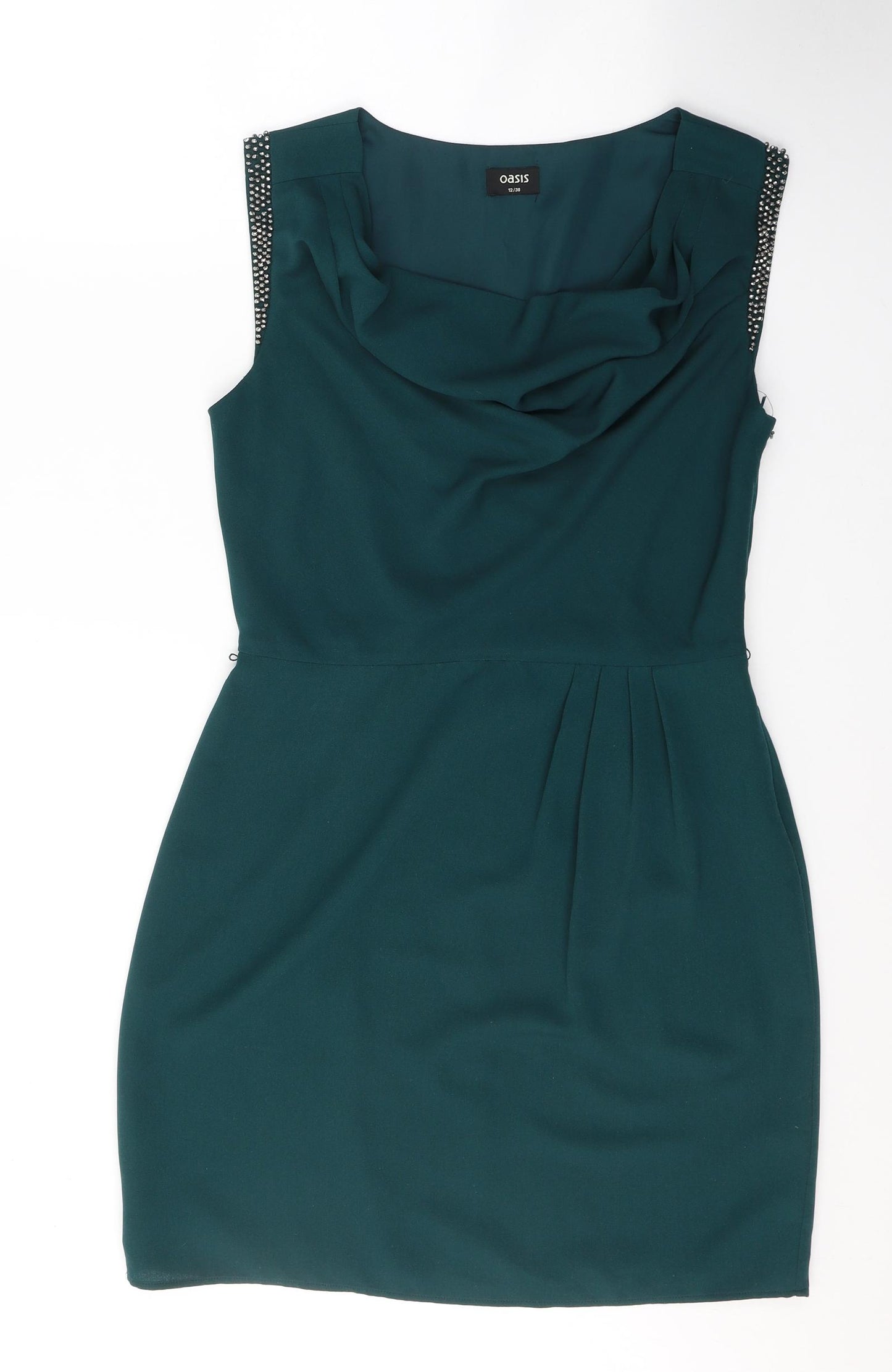 Oasis Womens Green  Polyester A-Line  Size 12  Round Neck Zip
