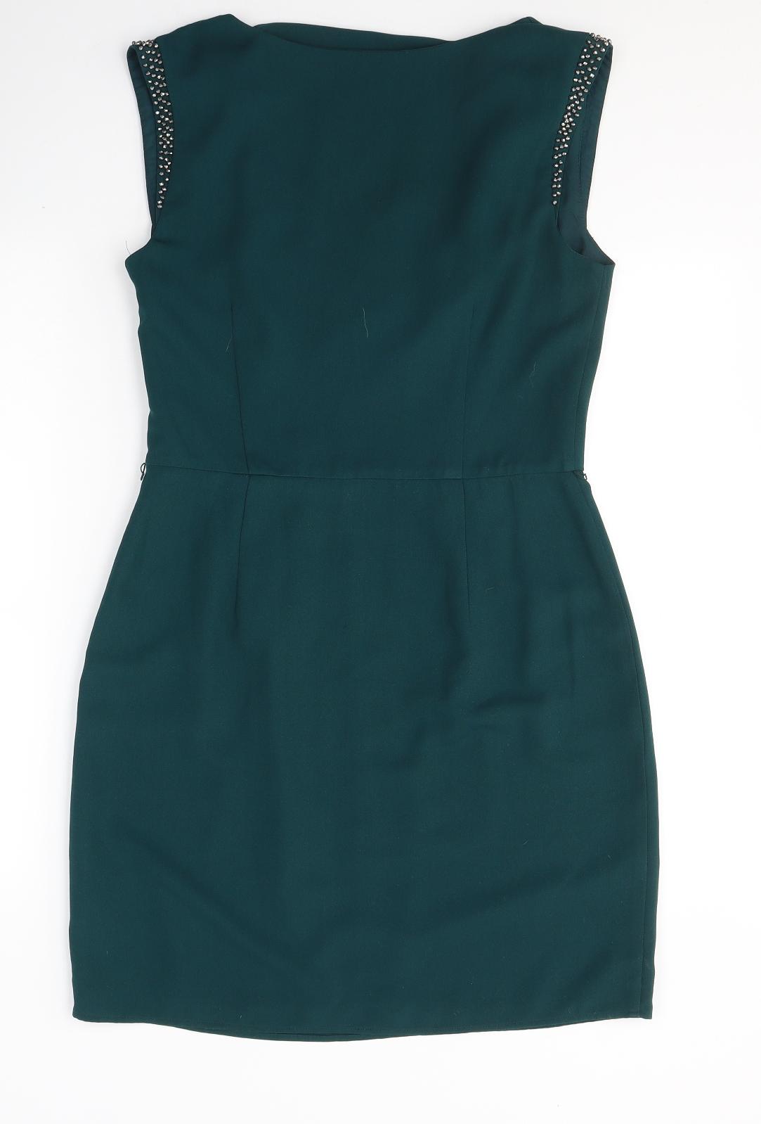 Oasis Womens Green  Polyester A-Line  Size 12  Round Neck Zip