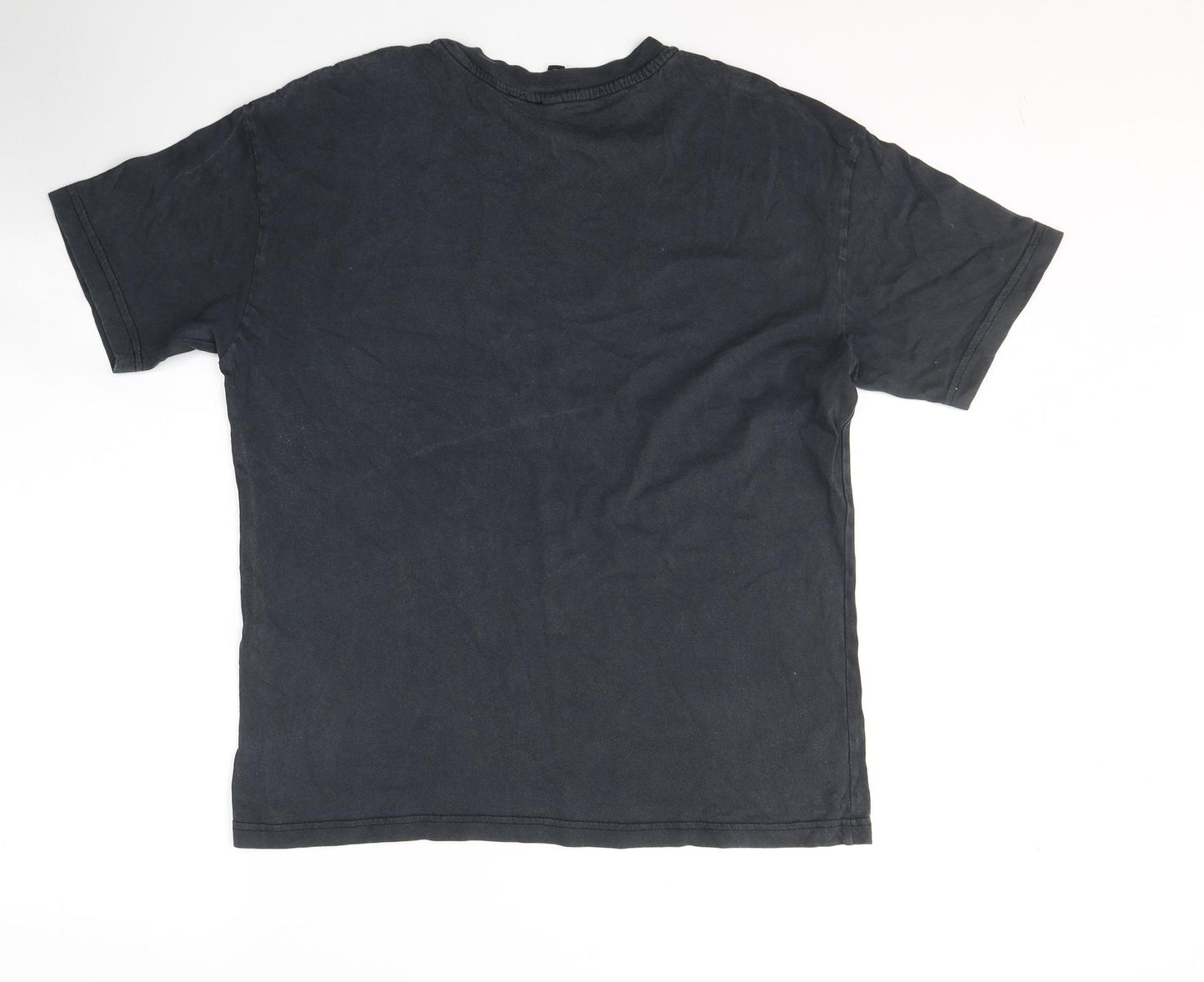 Divided by H&M Mens Grey  Cotton  T-Shirt Size S Round Neck  - Mickey Mouse Neon